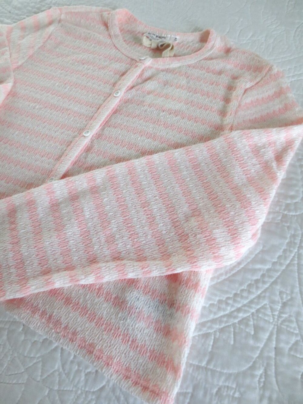 Urban Outfitters Pink & White Stripes Button Front Cropped Cardigan - Picture 8 of 10